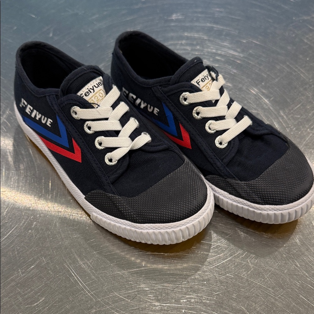 Feiyue 1920 Kids Sneakers in Black with Red and Blue Highlights